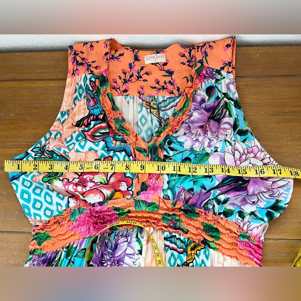 Lula Soul Floral Patchwork Sleeveless Maxi Dress Boho Tiered Sundress - Picture 15 of 15
